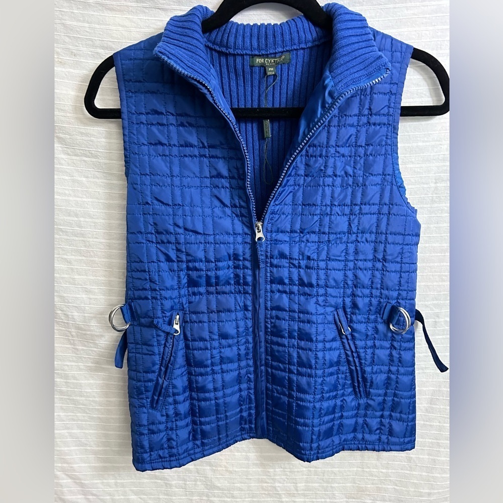 FOR CYNTHIA BY BLUE PETITE LIGHTWEIGHT ZIPPERED QUILTED VEST SIZE PM